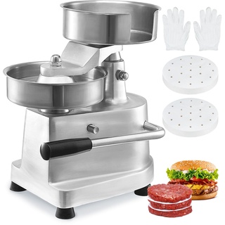 VEVOR Kommerzieller Burgerpresse - Hamburger Patty Maker 15 cm, mit 2 Packungen Hamburgerpapier, Professionelle Hamburgerpresse aus Edelstahl, Perfekt für Burger Patties Cooking BBQ Zubehör