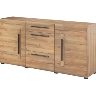 Furniture24 Sideboard 180 cm TULSA 26 Kommode 2 Türen 3 Schubladen Weiß Hochglanz - Weiß