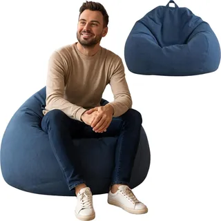 Sitzsack mit ECO Füllung, Puff, Relax-Sessel, Sitzkissen, Bodenkissen, Bean Bag 120x120x60 Marineblau 350L - Blau