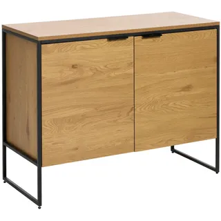 Lomoco Sideboard , Eichefarben , Metall , Holzoptik , 2 Fächer , 105x80x45 cm , Beimöbel erhältlich , Wohnzimmer, Wohnwände, Wohnwand-Serien