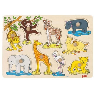 Goki Wooden Bubble Puzzle wild animals 9dlg.