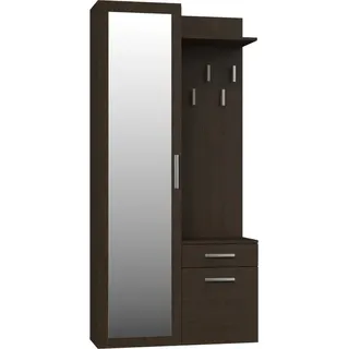 Garderobe Kleiderbügel mit Ablage  Spiegel Schrank kommode Wenge - Schwarz