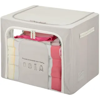 KASANOVA 1 KLEIDERBOX CM 50X40X40 SCHRIFTZUG TAUBENGRAU, Polyester Eisen MDF-Faserplatte PVC-Kunststoff, gray