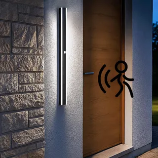 ANKBOY 100CM Lange Wandleuchte Außenlampe mit Bewegungsmelder Kaltweiß | Aussenwandleuchte LED Bewegungsmelder Außen 6000K Wasserdicht Außenleuchte Wand für Terrass Haustür, 32W