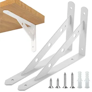 2 Stück Regalhalterungen Schwerlast-Träger 90 Grad Wand-Winkel Regalhalterung Metall Regalträger mit Schrauben Wand Regalträger Eisen Regalwinkel für Winkel Regal (30×18.8×2.5CM),Weiß