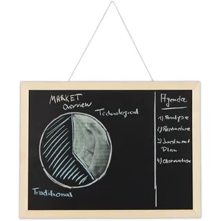 Relaxdays Kreidetafel mit Holzrahmen, abwischbare Tafel, Büro Memoboard, Wandtafel zum Aufhängen, 30 x 40 cm, schwarz 10025640 929