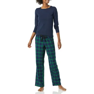 Amazon Essentials Leichte Flanellhose und langärmeliges T-Shirt für Damen (erhältlich in Übergröße), Blackwatch Plaid, Medium