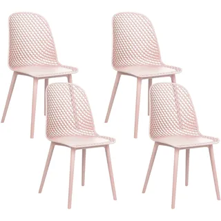 Beliani Esszimmerstuhl Kunststoff rosa 4er Set