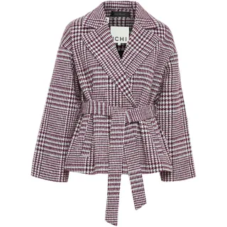 Wintermantel ICHI "Jacke IHJANNET", Damen, Gr. 40, schwarz (schwarz brushed chek), Obermaterial: 88% Polyester PES. 5% Viskose CV. 4% Polyacryl PAN. 2% Polyamid PA. 1% Wolle mw., Mäntel Wintermantel