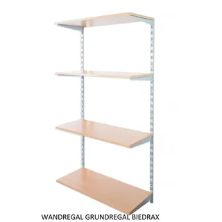 Biedrax Wandregal - Grundregal 20 x 60 x 150 cm, Farbe silber - 4 Fachboden Buche