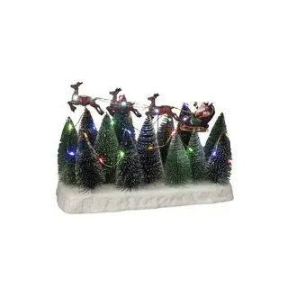 Konstsmide 4176-000 LED-Szenerie Weihnachtsmann im Schlitten mit Rentieren Mehrfarbig LED Bunt mit