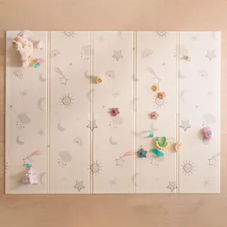 Eukanuba Nuby Faltbare Wende-Krabbelmatte Baby, 150 x 200 cm, XXL, ab Geburt, Sterne | Wasserdichte Spielmatte Baby, leicht zu reinigen, 2 Designs, faltbar zur Aufbewahrung, ideal für sicheres Spielen & Krabbeln