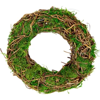 I.GE.A. Kunstkranz »Kranz aus Moos und Rattan Weidenkranz Blumenkranz Dekokranz« Landhaus Kränze Rohling Tischdeko, grün