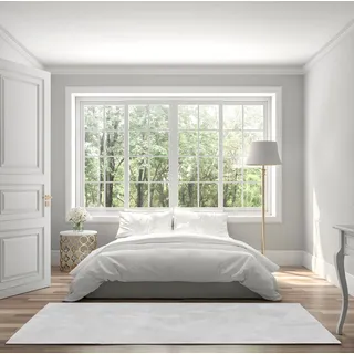 OTTO home Fellteppich »Clement« rechteckig 30 mm Höhe Kunstfell, Uni Farben, weich & kuschelig, Wohnzimmer, Schlafzimmer, weiß