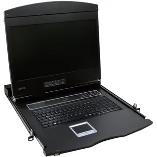 Logilink Professional LC902GE LCD KVM Konsole mit 48,26 cm (19 Zoll) TFT Monitor und Tastatur (DE) für Server- /Netzwerkschrank schwarz