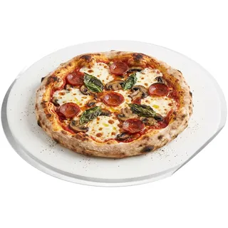 Amig – Pizza‐Set für Grill – Cordieritstein und Aluminiumplatte – Durchmesser Stein 33 cm – Durchmesser Platte 31,5 cm – Geeignet für Backofen und Grill – Mod. AM27