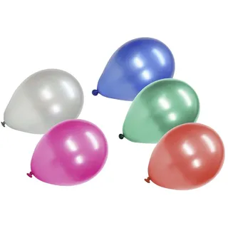 FACKELMANN Luftballons, 15 Stück, Latex, bunt metallic