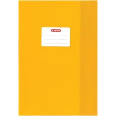 Herlitz, Ordner Zubehör, Heftschoner DIN A4, geprägt (Bast), PP, gelb mit aufgeklebtem Beschriftungsetikett