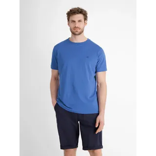 Lerros T-Shirt »LERROS Basic T-Shirt mit Logostitch, unifarben«, blau
