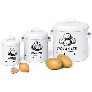 Relaxdays Zwiebeltopf weiß 3-teiliges Set