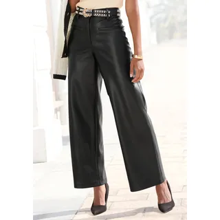 Lederimitathose LASCANA, Damen, Gr. 40, N-Gr, schwarz, Web, Obermaterial: 100% Polyester. Beschichtung: 100% Polyurethan, unifarben, figurumspielend lang, Hosen Lederimitathose, in gerader Form, Kunstleder, festlich, modern