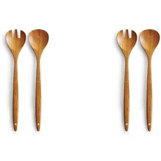 Zeller 23576 Salatbesteck, 2-tlg., Bamboo, ca. L 30 cm, Salatgarnitur, Salatlöffel, Salatgabel, Holzbesteck, Küchenhelfer (Packung mit 2)