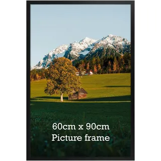 Vasemouh Bilderrahmen 60x90 cm 1 Stück schwarzer Fotorahmen, geeignet für 90x60 cm Fotos, Poster und Kunstwerke, passend zur Wandmontage in Hoch- und Querformat, geeignet für Zuhause und Büro