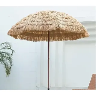 2.4M/3M Sonnenschirm aus Bast Hawaii Natur Hula Gartenschirm Strandschirm Bastschirm für Balkon Patio Outdoor Strand Urlaub Sonnenschutz (Farbe : 300CM/9.8FT)