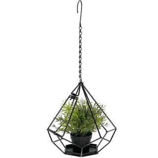 DanDiBo Blumenampel Innen Metall Wand 64 cm 96075 S mit Tür 6 Ecken , Schwarz , 29x64x29 cm , Wohnzimmer, Wohnzimmertische, Blumenständer