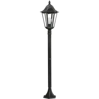 EGLO Außenleuchte Aluguss und Glas H120 cm E27 IP44 schwarz mit Silber-Patina
