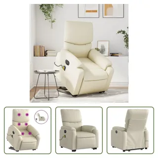 The Living Store Massagesessel mit Aufstehhilfe Elektrisch Creme Kunstleder - Creme