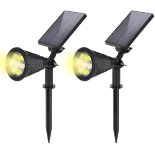 SALCAR 2 Stück Solarlampe für außen mit Erdspieß, Solarleuchten für Außen mit 1800 mAh Akku, Solar Wegeleuchten - Warmweiß