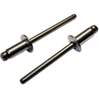 Blindniet Flachrundkopf Edelstahl / Edelstahldorn gerillt -  3,2 x 6,0 / 1,5 - 2,5 / 3,3