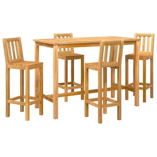 vidaXL Outdoor Bar Set 5 stk. Natur Massivholz Teak - Braun