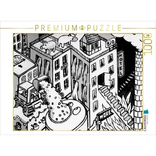 CALVENDO Puzzle EIN Motiv aus dem Kalender Schwarz Weiße Graffiti Impressionen aus Bielefeld 1000 Teile Puzzle quer | Lege-Größe cm Foto-Puzzle für glückliche Stunden