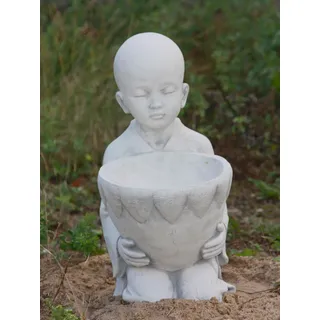 MÖNCH MIT SCHALE BEPFLANZBAR STEINGUSS GARTEN FROSTFEST FIGUR SKULPTUR PO-744