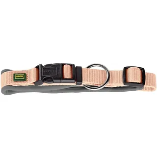 HUNTER Neopren Vario Plus Hundehalsung | strapazierfähiges Nylon, Neoprenpolsterung, stufenlos verstellbar, mit Zugentlastung, Farbe: Pfirsich/Grau, Größe: M/2,0