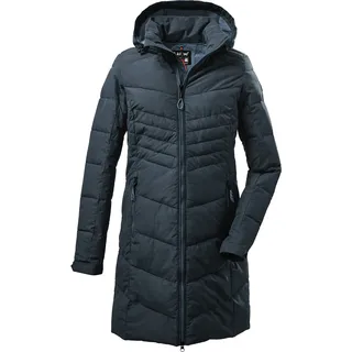 Steppmantel KILLTEC "KOW 150 WMN QLTD PRK", Damen, Gr. 42, blau (petrol), Oberstoff: 100% Polyester, Futter: 100% Polyester, Wattierung: 100% Polyester, Mäntel Steppmantel, Wasserabweisender Parka mit 2-Wege-Reißverschluss und Kapuze