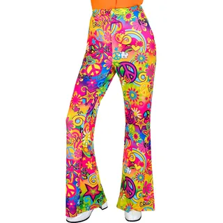 W WIDMANN MILANO Party Fashion - 60er Jahre Schlaghose für Damen, Hippie Hose mit hohem Bund für Karneval