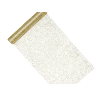 Tischläufer Gold in Netzoptik 36cm x 9m Rolle - Metallic glänzender Netzband - goldenes Deko Tischband Schleifenband - Tischdeko Hochzeit Goldene Tischdekoration Weihnachten