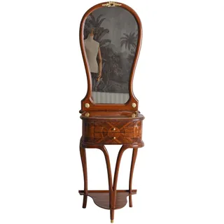 Spiegel Konsole Barock Frisiertisch Antik Schminktisch Massivholz Wandtisch