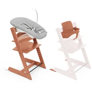 Stokke Tripp Trapp Hochstuhl, Terracotta (inklusive Stuhl & Baby Set2) mit Newborn Set - Sicheres, verstellbares, ergonomisches Design