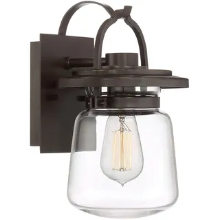 Wandleuchte außen Vintage Alu Glas E27 IP44 h: 29,6 cm klein Lampe Wand Garten