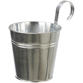 Dehner Pflanztöpfchen mit Bügelhalter, Ø 14 cm, Höhe 14 cm, Zink, silber