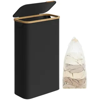 Boxxx Wäschekorb , Schwarz , Metall, Kunststoff, Textil, Naturmaterialien , 65 l , rechteckig , 42x70.5x22.5 cm , Tragegriffe, Deckel, zusammenfaltbar , Haushalt & Reinigung, Wäschepflege, Wäschekörbe & Wäschetonnen