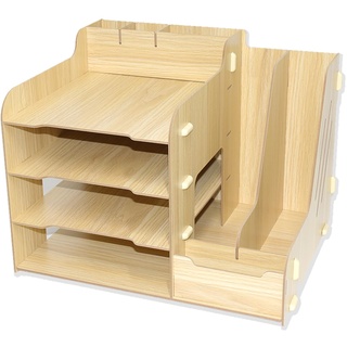 CUESVAP Schreibtisch Organizer Holz, Desktop Büro Organizer, Dokumentenablage A4 Schreibtischorganizer, Desk Office Organisation