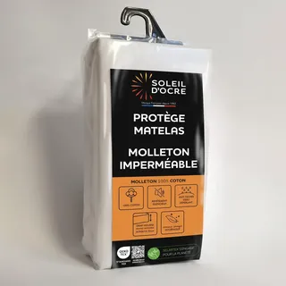 Soleil d'ocre, Matratzenschoner Molton wasserdicht, Weiß, 200x200 cm