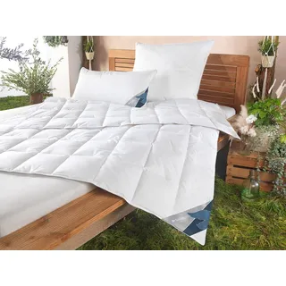 Haeussling Daunenbettdecke GRÖNLAND Made in Green, Füllung: neue, weiße 90% Daunen/10% Federn, Kl. 1, Bezug: 100% Baumwolle, hochwertiges Daunenprodukt" Made in Green" zertifiziert weiß 220 cm x 240 cm