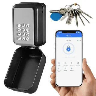 Smart Connected Schlüsseltresor, Bluetooth Lock Box unterstützt TTLock APP und PIN-Code Schlüsseltresor, Digitaler Schlüsseltresor, Schlüsselsafe, Smart Schlüsselbox, für Zuhause, Büro, Haus Garage