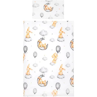 TAMEOLIE Kinderbettwäsche 100x135cm & 40x60cm, Baumwolle, Wendemotiv Hase, 100% Baumwolle Öko Tex Standard, Häschen, Bettwäsche Jungen Mädchen, Kinder Baby Kleinkind Bettwäsche-Set